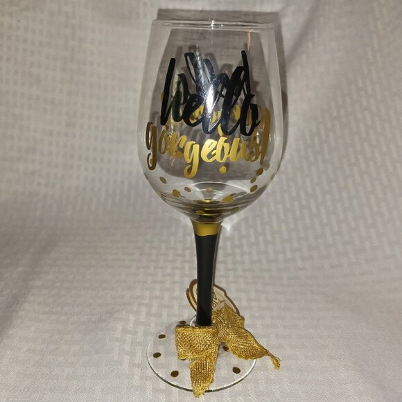 Hello Gorgeous!  16 oz Cypress Refresh Large Hand Painted Bordeaux Wine Glass - Picture 3 of 4